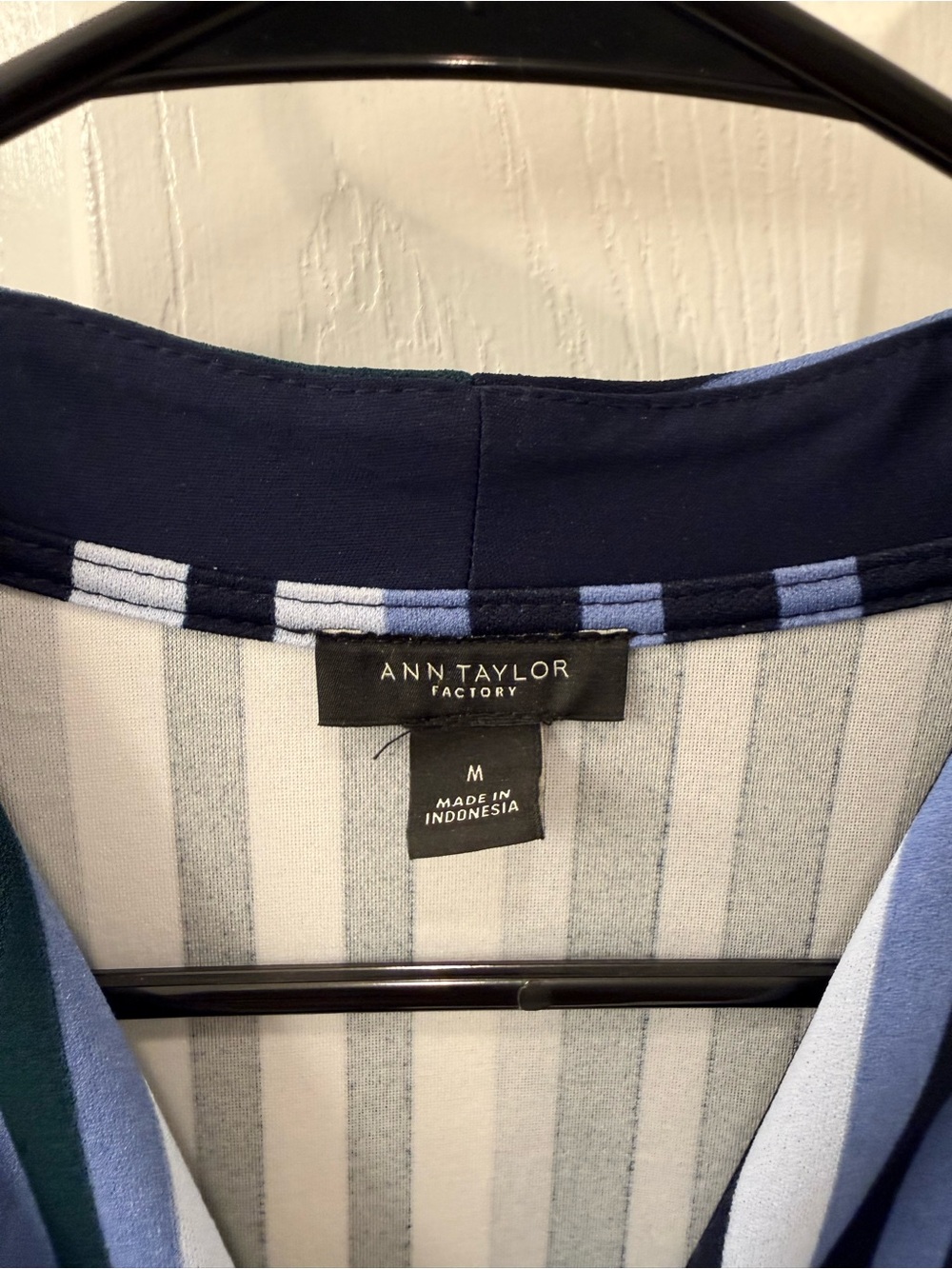 Ann Taylor Factory Navy and White Striped Midi Wrap Dress - Picture 3 of 3